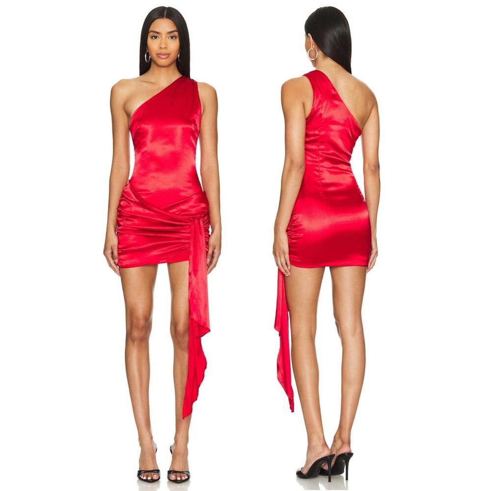 Superdown Dannika Mini Dress One Shoulder Satin Hoco Party Cocktail Formal NYE S